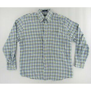 Alan Flusser Mens Dress Shirt L White Multicolor Long Sleeve Button Up